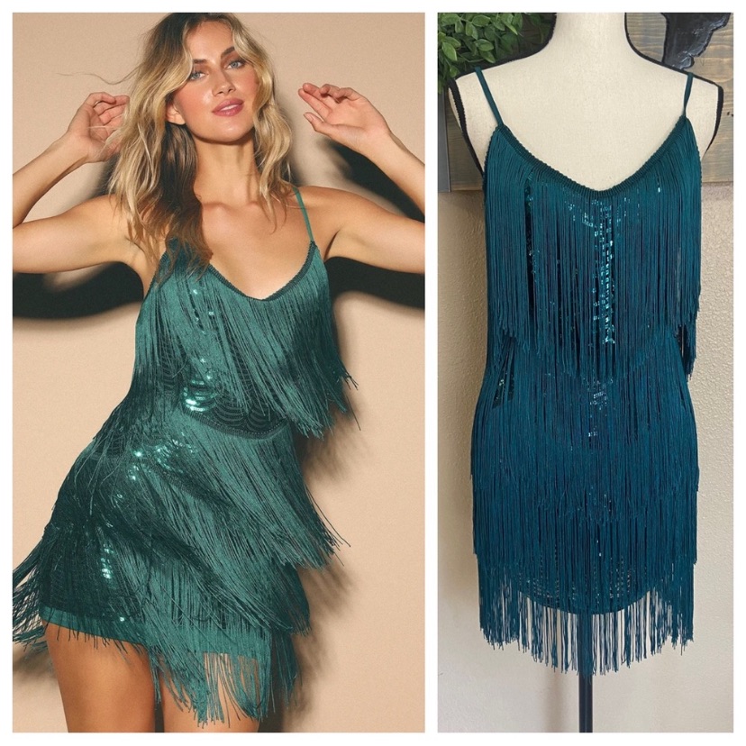 Lulus Get in the Groove Emerald Green Sequin Fringe Bodycon Dress Lulus Get in the Groove Emerald Green Sequin Fringe Bodycon Dress